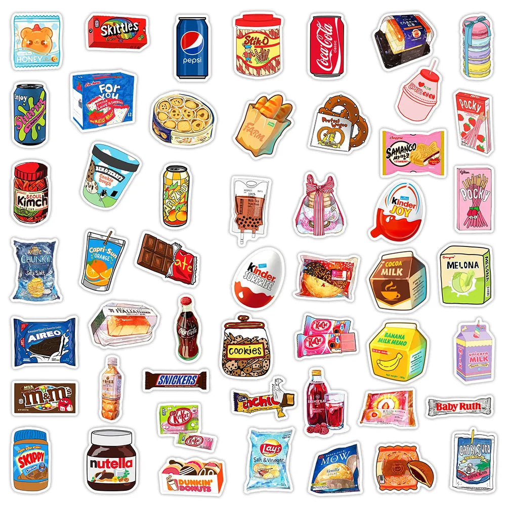 50Pcs Food Drink Packaging Stickers