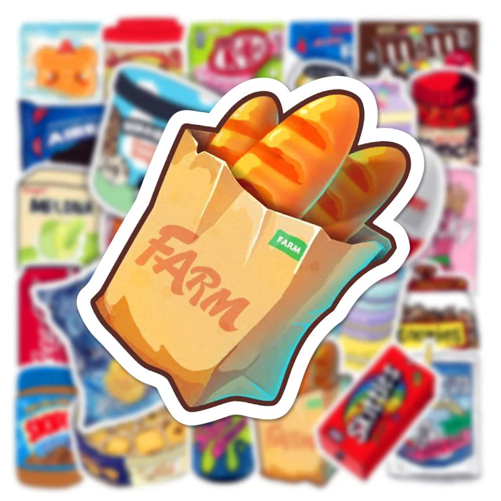 50Pcs Food Drink Packaging Stickers