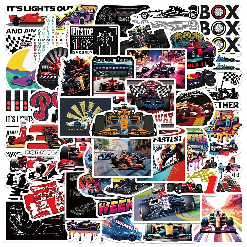 10/30/50pcs F1 Formula One Racing Stickers