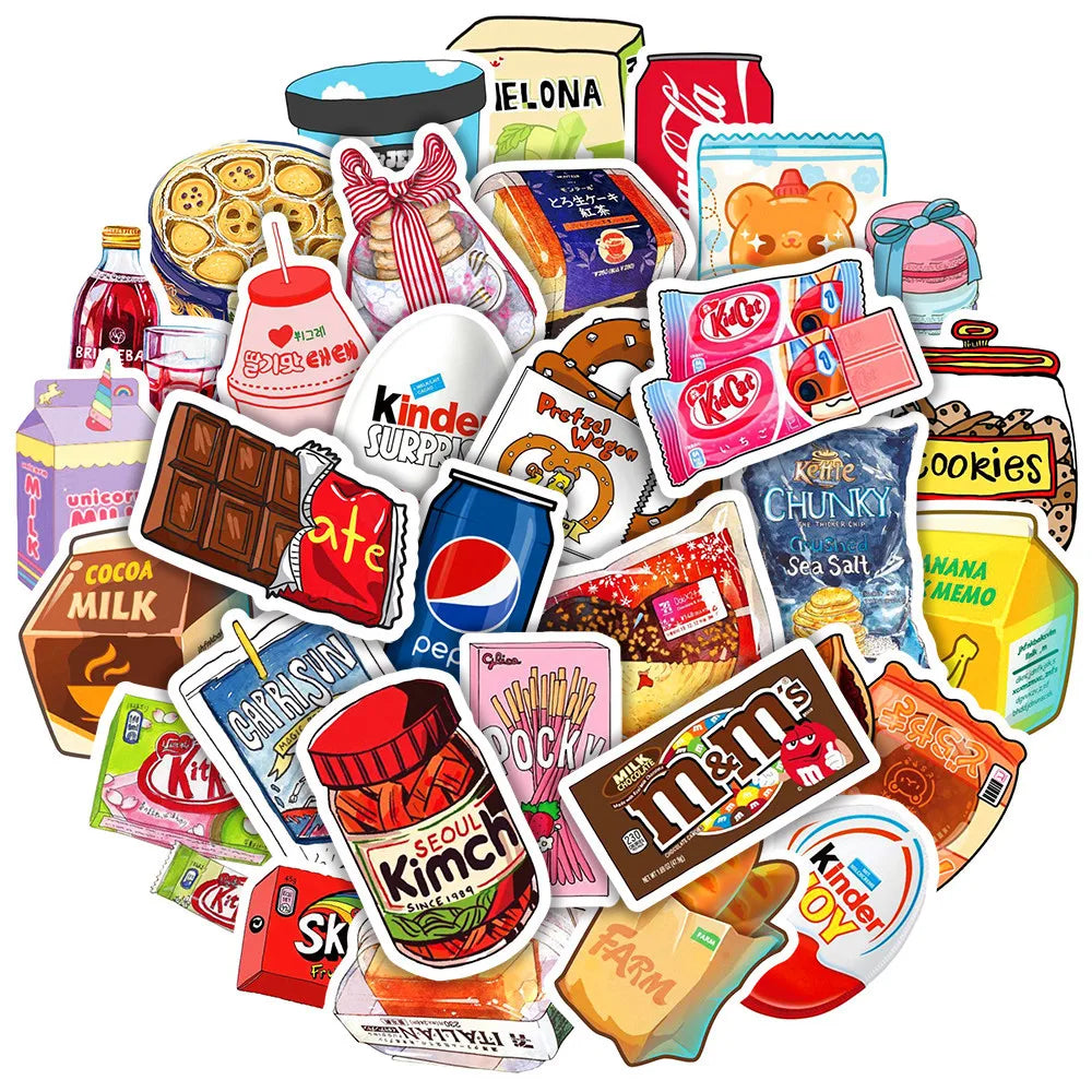 50Pcs Food Drink Packaging Stickers