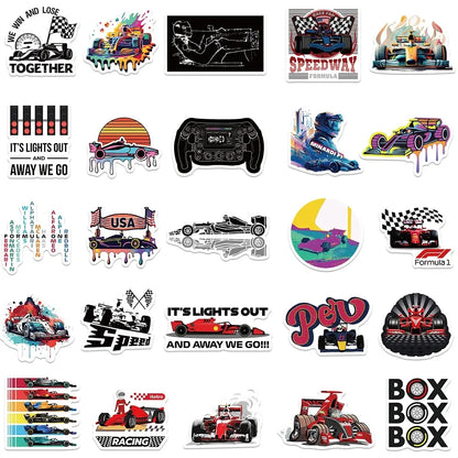 10/30/50pcs F1 Formula One Racing Stickers