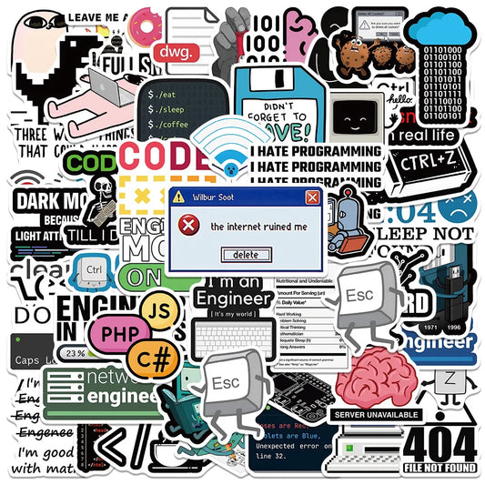 50PCS Cool Engineer Programming Network Coding Hacker MEME Stickers