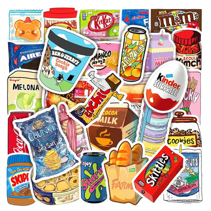 50Pcs Food Drink Packaging Stickers